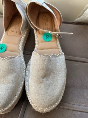 Joie Neutral Scallop Canvas Espadrille Flats
